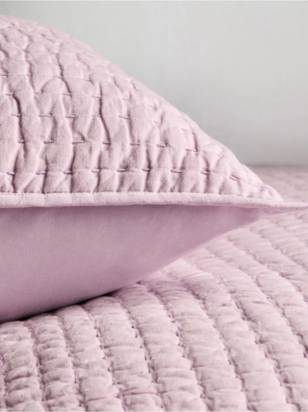 NWOT Quince European Linen Cotton Stitch Quilted Euro Sham, 26 X 26 (Orchid) - Picture 4 of 4